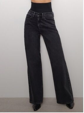 Good American Wide Leg Solution Jeans Black377